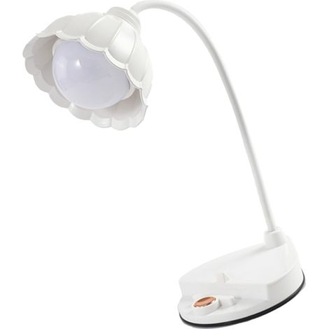 Lampe de lecture LED pliable en forme de fleur, tactile, rechargeable par USB, blanche, idéale pour la chambre ou le dortoir. (1/5)