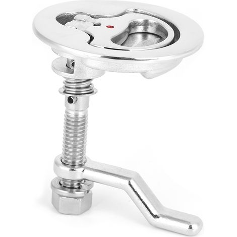 Verrou à tirage encastré pour trappe marine en acier inox 316 avec contre-plaque - Ferrures accessoires bateau (1/5)