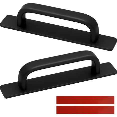 2 Pièces Poignée Porte Coulissante, Noir Poignet de Porte Cuisine, Auto-Adhésif Poignée Meuble, 180 mm, pour Armoires, Portes Coulissantes, Portes de Balcon (1/5)