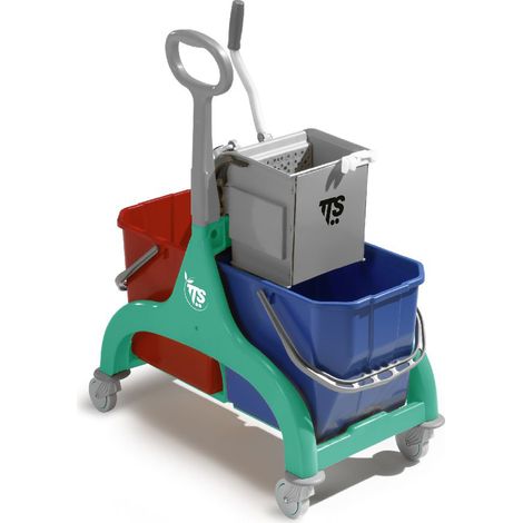 Carrello professionale per le pulizie Nick verde doppio da 50 Lt.