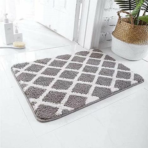 31.5 x 19.7 inch Soft Non-slip Chenille Plush Bath Mat with Super Absorbent and Machine Washable - Gray (1/5)