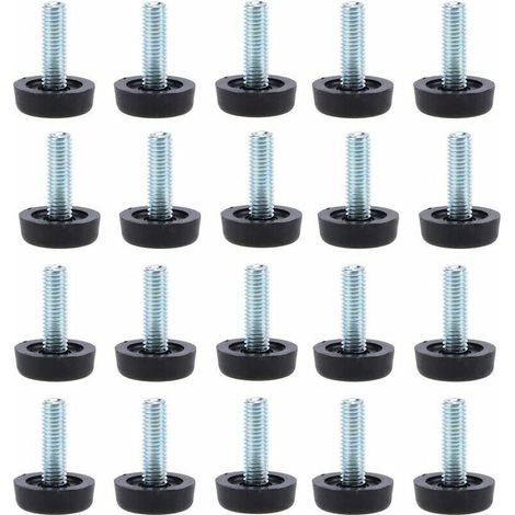 0 - Packung mit 20 Möbelnivellierfüßen - M8 x 24 mm, verstellbare Tischbeinschoner mit Gewindestange, 24 mm, Schraubbare Möbelnivellierfüße (1/5)