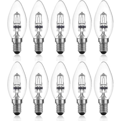 Ampoule halogène 42 W E14 C35 AC 220-240 V à intensité variable, blanc chaud 2700 K (10 pièces) (1/5)