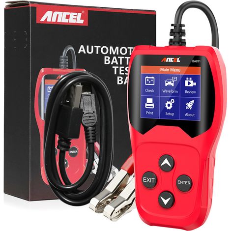 Testeur de batterie ANCEL BA201 12V – Jusqu’à 2000 CCA, capacité max 220Ah, test résistance interne, circuit charge alternateur, graphique waveform, impression rapport via USB (1/5)