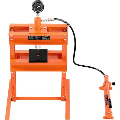 Presse hydraulique d'atelier 10T, cadre en H avec plateau et base stable, réglable, soupape de décharge, pour cintrage, redressage et emboutissage. (1/5)