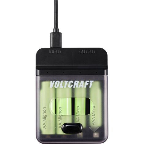 Voltcraft – Chargeur pour accus NiMH AA/AAA 2 en 1 – Powerbank 500 mA – Entrée USB-C 5V 2A – Protection courts-circuits – Affichage LED - V275213