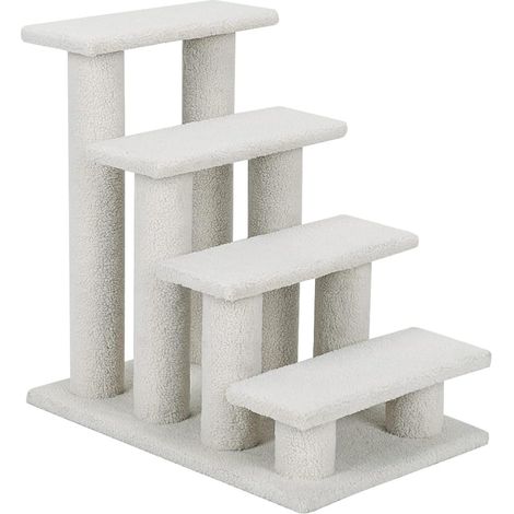COSTWAY Scaletta per Cani e Gatti con 4 Gradini, Scaletta per Gatti di Taglia Piccola, Tiragraffi per Gatti a Forma di Scala, Rivestita in Tessuto Morbido, 41 x 61 x 60 cm (Beige) (1/5)