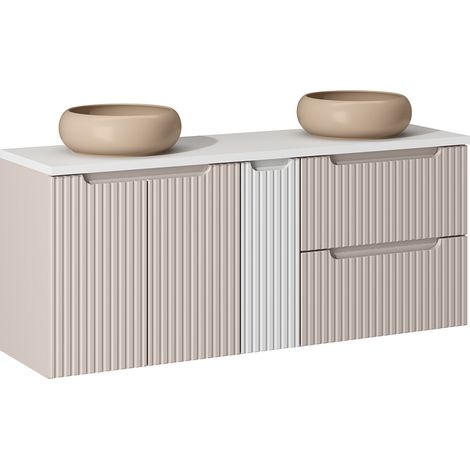 Waschtisch 140cm mit Keramikwaschbecken, Beige und weiß, NEWPORT-56-CASHMERE (1/5)