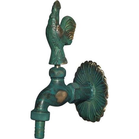 Schlösser Armaturen NOSTALGIE-AUSLAUFVENTIL, MIT SV MOTIV:HAHN, DN15, 1/2", MS-PATINIERT