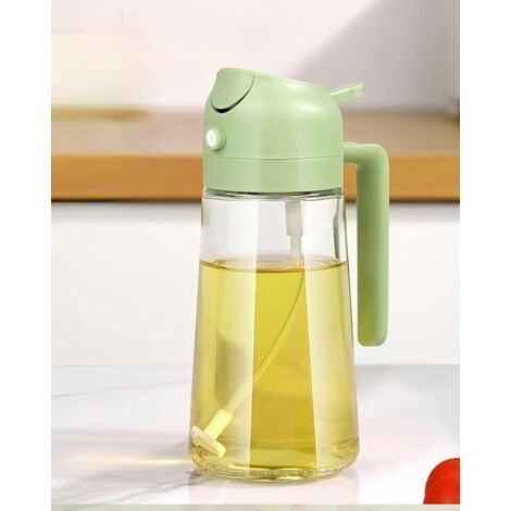 DJA1018-01 Flacon pulvérisateur d'huile en verre 2 en 1 – Vaporisateur et bec verseur pour la cuisine et le contrôle des portions 470 ml Vert (1/5)