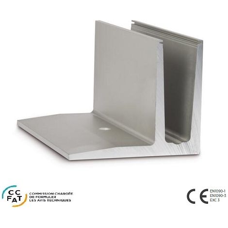 [QUALITE FRANCAISE] - Profil montage décalé sur dalle - Verre de 12,76 mm à 21,52 mm - Longueur  2500mm - Aluminium anodisé