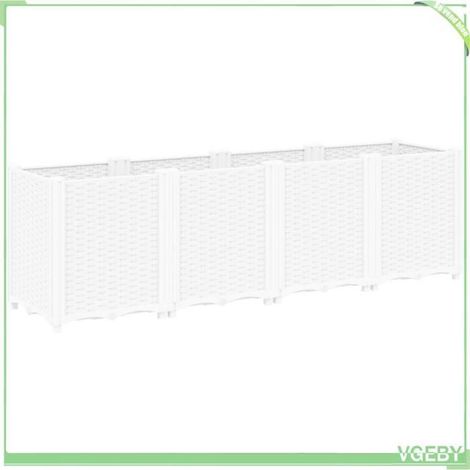 Jardinière d'extérieur - FAFEICY - 367859 - 160x40x53 cm - Aspect rotin - 4 bacs modulables (1/5)
