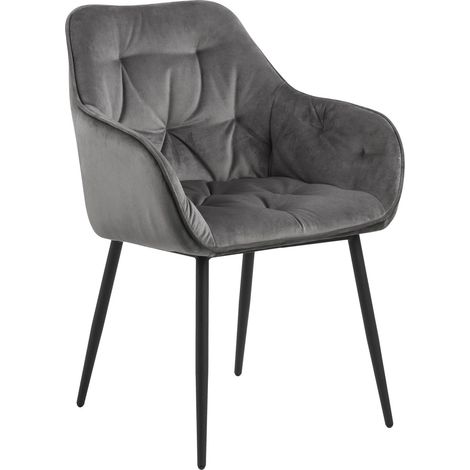 Sedia imbottita Brooke VIC con gambe in metallo grigio scuro (1/5)