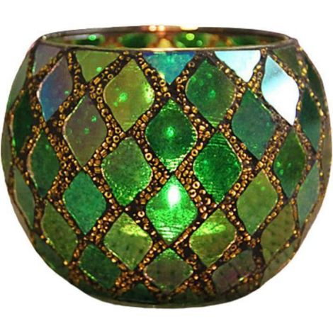 Bougeoir en Verre mosaïque bougeoirs Chauffe-Plat bougeoir votif Romantique bougeoirs Ronds Faits à la Main Vert vert BOUGEOIR (1/4)