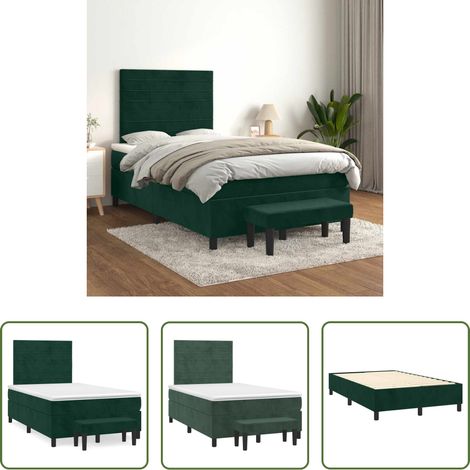 Matratze - Boxspringbett mit Matratze Dunkelgrün 120x200 cm Samt (1/5)