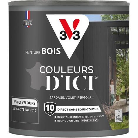 Peinture bois extérieur Couleurs d'Ici® V33 Anthracite Velours 0,5L