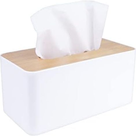 Couvercle de boîte en bambou (Convient pour salle de bain/maison/bureau, grand format rectangulaire [blanc] (2112,510 cm) (1/5)