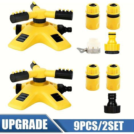 Système d’Arrosage Rotatif 360° – 9 pcs / 2 Set, Modes de Pulvérisation Réglables pour Jardin et Pelouse (1/5)