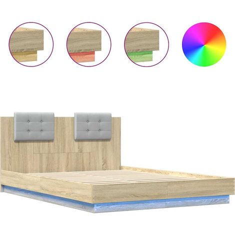 Maison Exclusive - Estructura de cama cabecero luces LED roble So (1/5)
