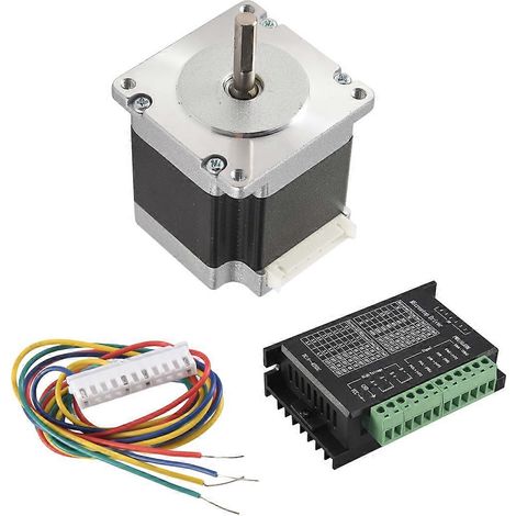 NEMA 23 23HS5628 Schrittmotor (57 A, 2,8 A) mit TB6600 Steuerung für CNC und BlackSilver. (1/5)