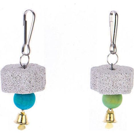 2Pcs Bird Calcium Teeth Grinding Chew Treats Toy Bite Training Chewing Toy with Bell Grinding Teeth Lava Block Grinding Teeth Supply for Parakeet (1/5)