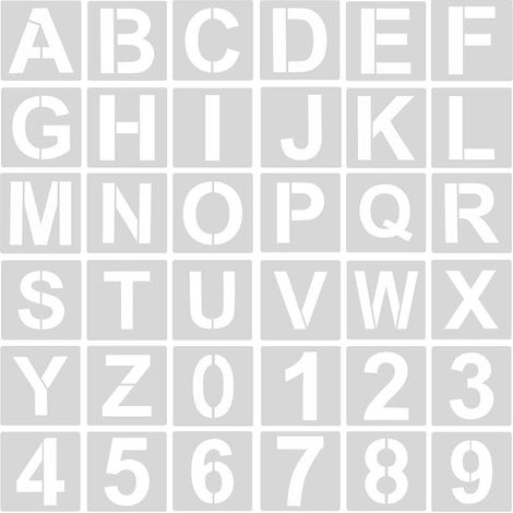 36pcs Alphabets Numéro Pochoirs, 10cm Plastique Réutilisable Pochoir de Lettres Pochoirs d'Artisanat de Numéros pour Art Projects Décoration DIY La Peinture (1/5)