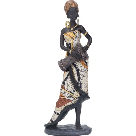 Statue Africaine en Résine Artisanale, Apparence Réaliste pour Musicien, Figurine Africaine pour Étagère ou Bureau (1/5)