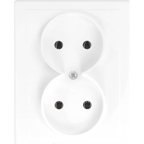 Doppelsteckdose ohne Erdung, Schutzart IP20, 16 A, 250 V, Unterputz, Weiß