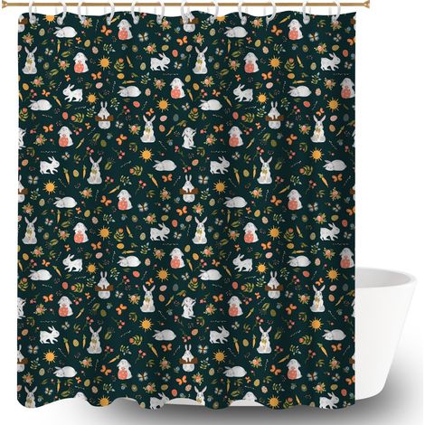 Rideau de douche 180x180 stylé rideau imperméable pour délimiter l’espace dans une salle de bain ouverte (1/5)