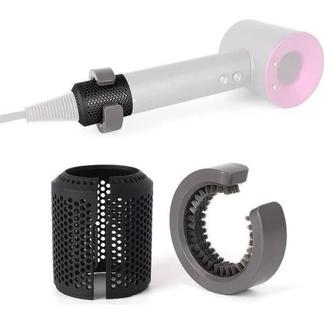 Filtre pour sèche-cheveux avec brosse de nettoyage compatible avec Dyson HD15, HD01, HD03 et HD07 - pièce de rechange avec couvercle anti-poussière et grille noire (1/5)