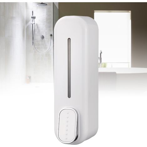 Porte-savon liquide mural ou portable, 300 ml, surface lisse, pour cuisines, salles à manger, hôpitaux, salles de bains, blanc (1/5)