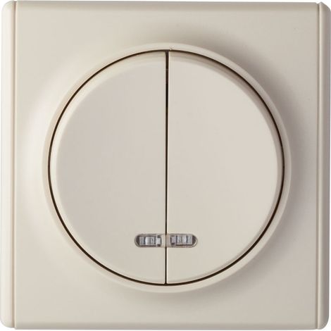 Interrupteur double, simple allumage, témoin LED, 1 voie, encastré, avec plaque de finition Florence - beige