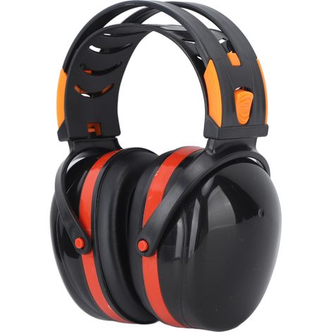 Casque antibruit pliable et léger pour une protection auditive optimale lors du jardinage, du tir et de la tonte de pelouse (noir et rouge).