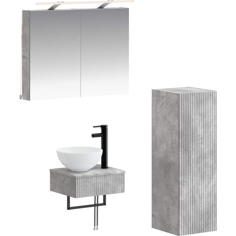 Ensemble d'armoire de salle de bain 4 pcs Gris béton vidaXL (1/5)