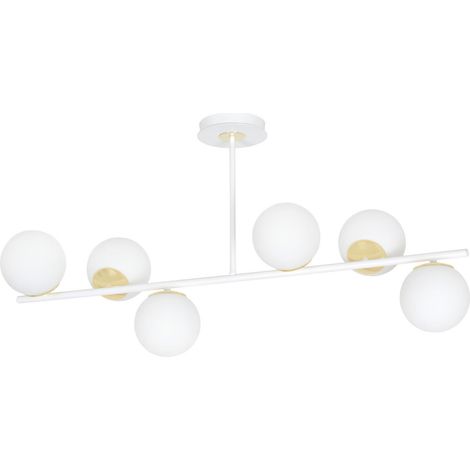 Plafoniera Emibig Floki 6 luci E14 bianco oro vetro (1/5)