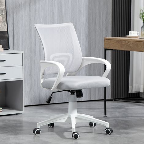 Chaise de bureau pivotante en maille, réglable en hauteur et en inclinaison, avec accoudoirs, capacité de charge de 120 kg, grise (1/5)