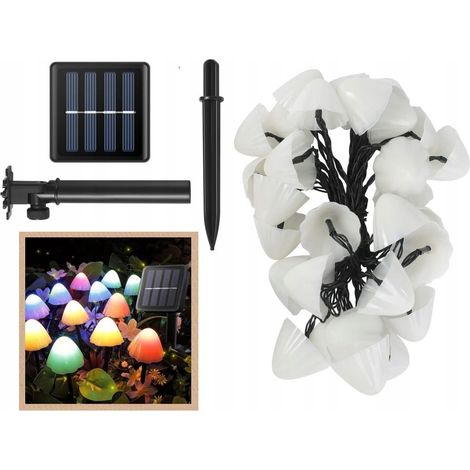 Lampada a fungo da interramento con pannello solare, LED a luce calda, 5 m (1/5)
