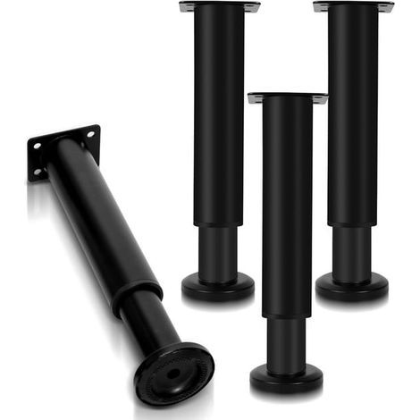 4X Pieds de meuble 18-30cm Extensible(Noir) Pieds de socle Pied de support Pied d'armoire Réglable Pieds de socle hôtel Pieds (1/5)