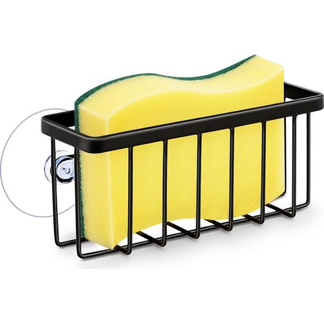 Porte-éponge à ventouse, support métallique antirouille pour évier de cuisine, organisateur d'éponges et de grattoirs gain de place (1/5)