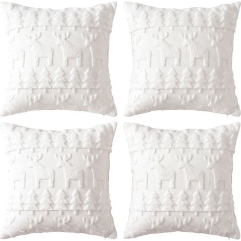 Housses coussin Noël douces 4 Pièces Blanches 45x45 cm (1/5)