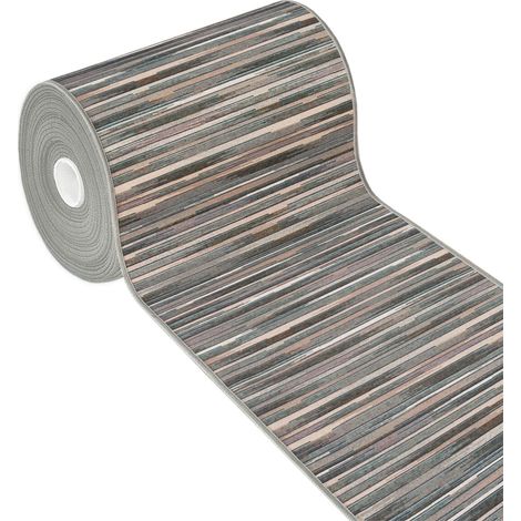 Tappeto Cucina Bordato Tessitura Piatta Multiuso Bagno Camera Corridoio Stile Bamboo 100% Made in Italy Grigio - 52x40 cm