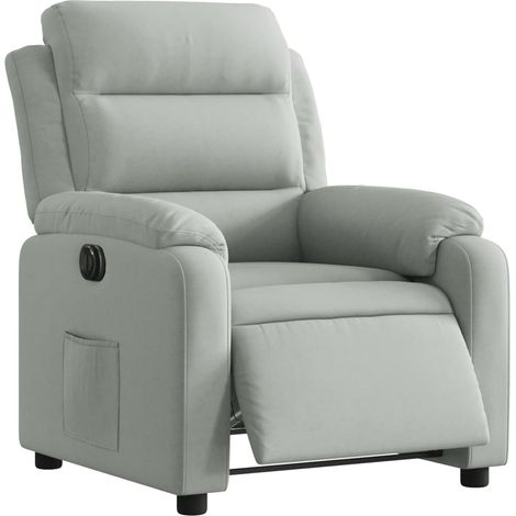 Poltrona relax porta TV con comodissima funzione reclinabile elettrica in velluto grigio chiaro DEC028333