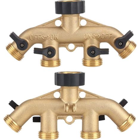 Robinet à boisseau sphérique en laiton, raccord de robinet 3/4 pouce en laiton, raccord de tuyau à 4 voies pour irrigation de jardin avec filetage européen 3/4 pouce (1/5)