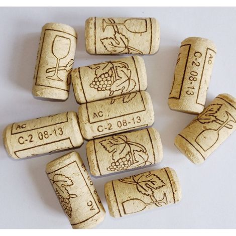 Set of 10 wooden stoppers for wine and beer bottles, 2.2 x 4.4 cm - AquaForge