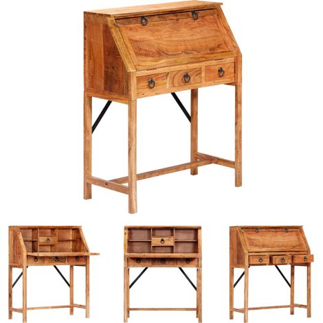 The Living Store Schreibtisch 90×40×107 cm Massivholz Akazie - Schreibtische (1/5)