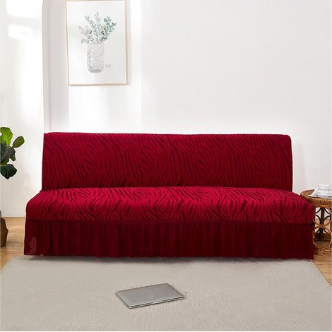 Wasserdichter, dehnbarer Jacquard-Sofabezug ohne Armlehnen, rot, Größe L
