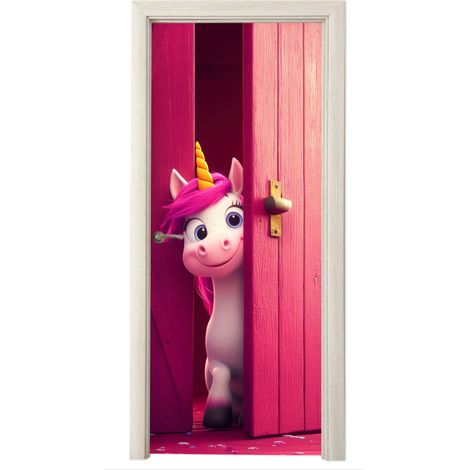 PEGATINA DE PUERTA Unicornio - Rosa - Puerta - Fantasía Cuadros Para Dormitorio (1/5)