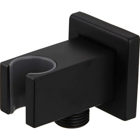 Handbrause-Schieberegler mit Wasserauslass, Wandmontage, massives Messing, 1/2" NPT-Handbrause-Anschlussbogen, schwarz