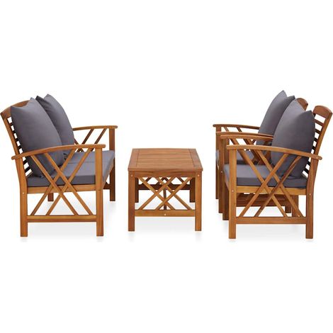 Maison Exclusive - 4-tlg. Garten-Lounge-Set mit Auflagen Massivho