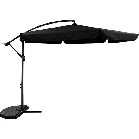 Aga Parasol de jardin déporté 300 cm Noir